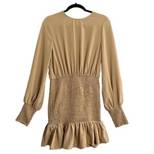 WINTER MUSE Women Jasmine Dress Pullover Long Sleeve Smocked Sz 8 Gold 32-15